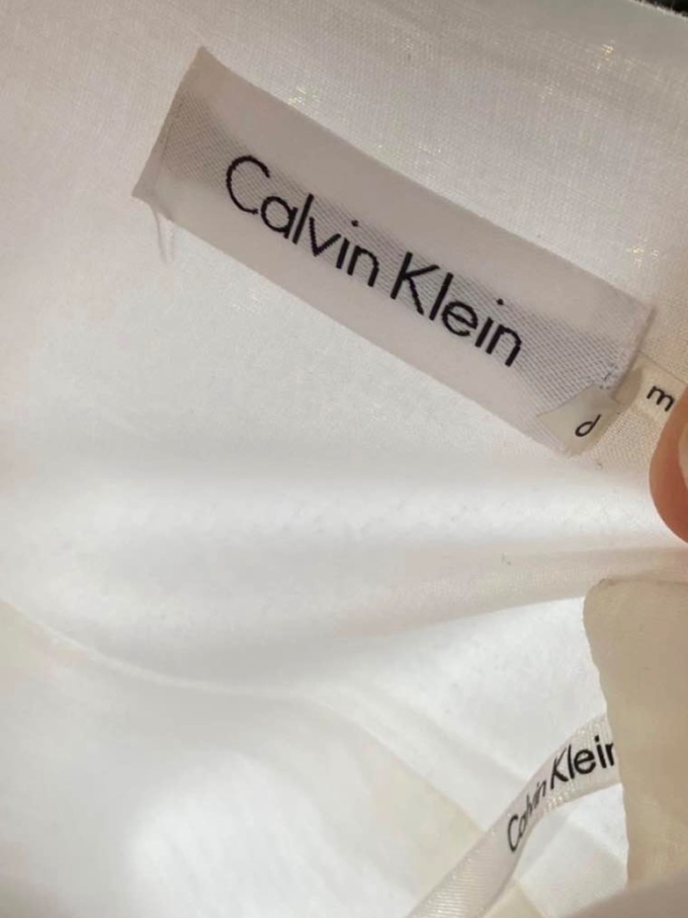 NWT: Calvin Klein White Lightweight 100% Cotton Tiered Ruffled Summer Dress 6 - Picture 11 of 12